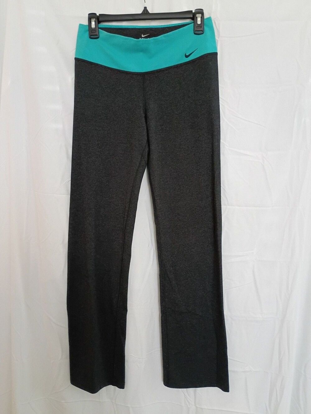 Nike Gray and Teal Y2k fold-over Leggings Pants
